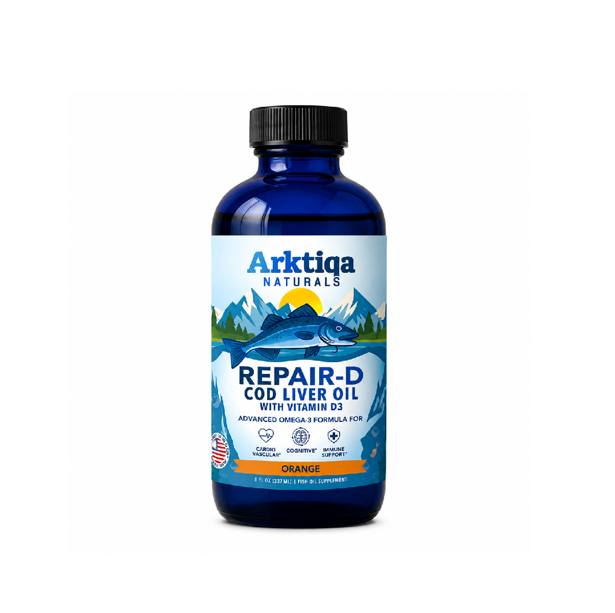 OMEGA 3 REPAIR D COD LIVER OIL X237 ML SABOR NARANJA ARKTIQA